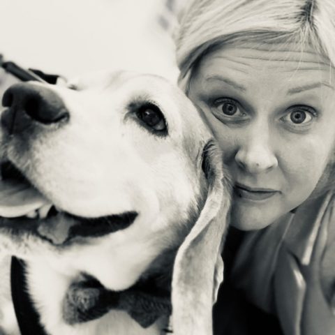Lorna with a happy dog